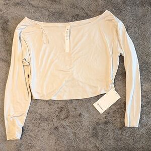 Lululemon Athletica Cupro Boatneck Cropped Long Sleeve Top - Bone